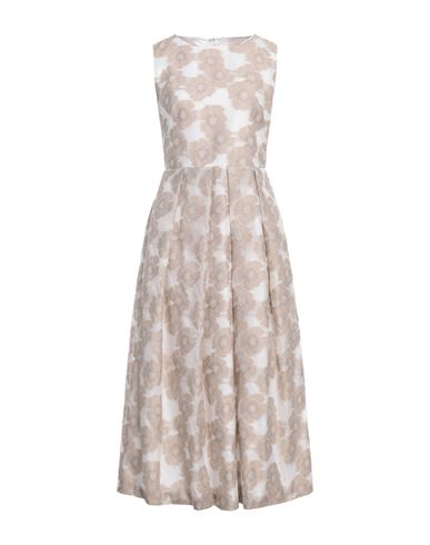 Sara Roka Woman Maxi Dress Khaki Size 8 Cotton, Silk, Polyester In Beige