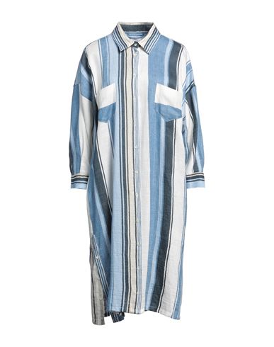 Sara Roka Woman Midi Dress Azure Size 12 Linen, Polyamide In Blue