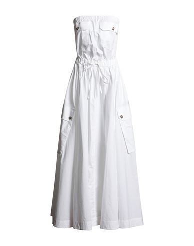 Aniye By Woman Maxi Dress White Size 6 Cotton, Elastic Fibres In White