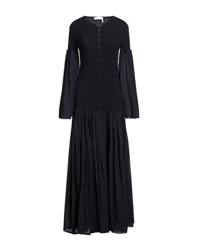 Chloé Gauze-paneled Ribbed Wool And Cashmere-blend Maxi Dress In Blue