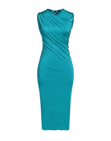 Versace Woman Midi Dress Turquoise Size 10 Viscose In Blue
