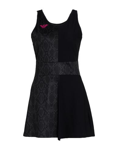 Ea7 Woman Mini Dress Black Size Xxl Polyester, Elastane In Black