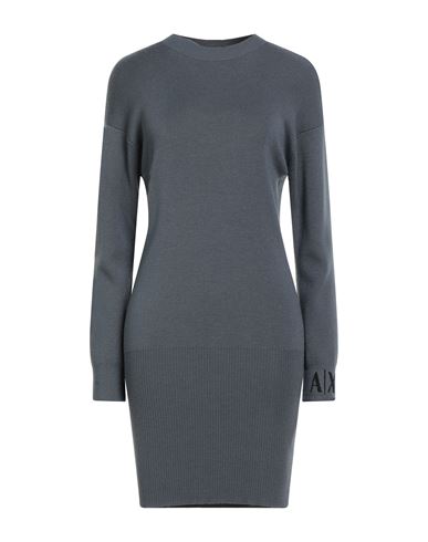 Armani Exchange Woman Mini Dress Grey Size L Acrylic, Virgin Wool In Gray