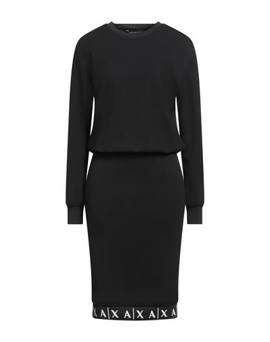 Armani Exchange Woman Midi Dress Black Size L Viscose, Polyester, Elastane In Black