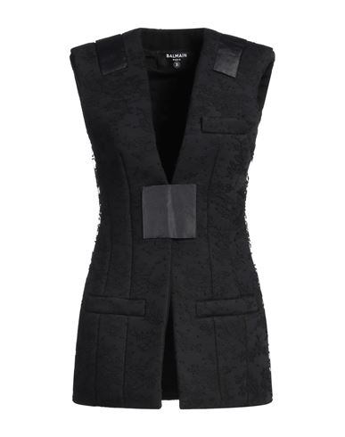 Balmain Padded Lace Vest With Velcro Closure In Black