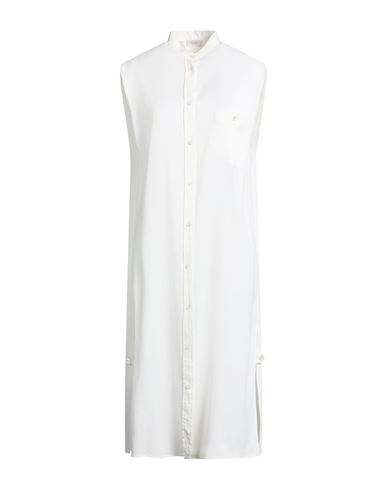 Agnona Woman Midi Dress Off White Size 4 Cotton, Silk, Cupro, Metal