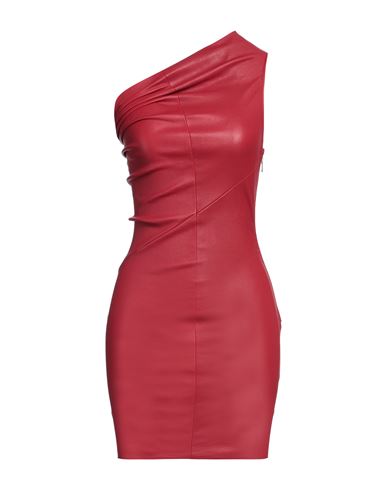 Rick Owens Woman Mini Dress Brick Size 8 Lambskin, Cotton, Lycra In Red