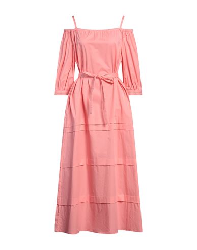 Peserico Woman Midi Dress Salmon Pink Size 14 Cotton, Elastane