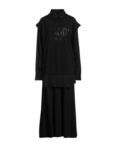 Mm6 Maison Margiela Numbers-motif Cotton Midi Dress In Black