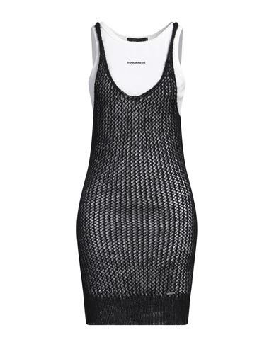 Dsquared2 Black Perforated Mohair Blend Mini Dress In Black