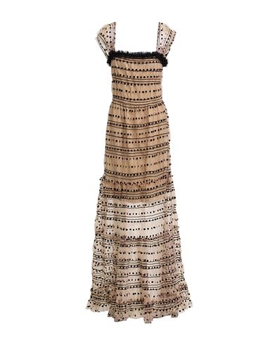 DOUBLE C DOUBLE C WOMAN MAXI DRESS CAMEL SIZE 6 POLYAMIDE, POLYESTER, ELASTANE 