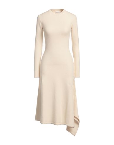 Jil Sander Woman Midi Dress Cream Size 6 Wool In Neutral