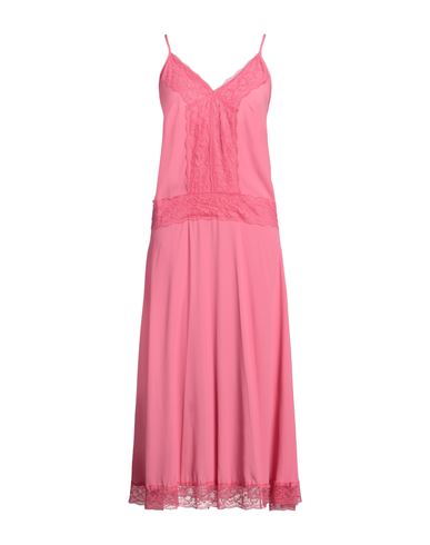 Dx Collection Woman Maxi Dress Fuchsia Size S Acetate, Silk In Pink