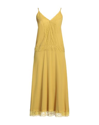 Dx Collection Woman Maxi Dress Mustard Size S Acetate, Silk In Yellow