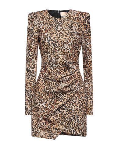 Aniye By Woman Mini Dress Camel Size 8 Polyester, Elastane In Animal Print