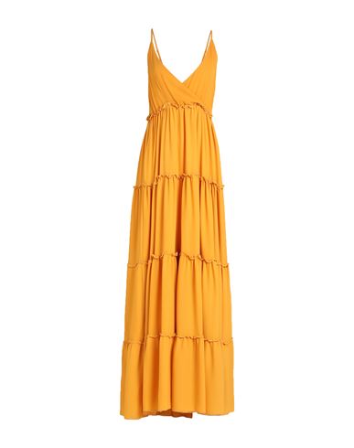 White Wise Woman Long Dress Orange Size 10 Polyester In Mandarin
