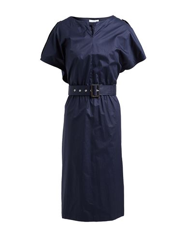 Peserico Easy Woman Midi Dress Navy Size 14 Cotton, Elastane In Navy