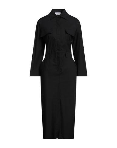 Soallure Woman Midi Dress Black Size 4 Linen, Cotton In Black