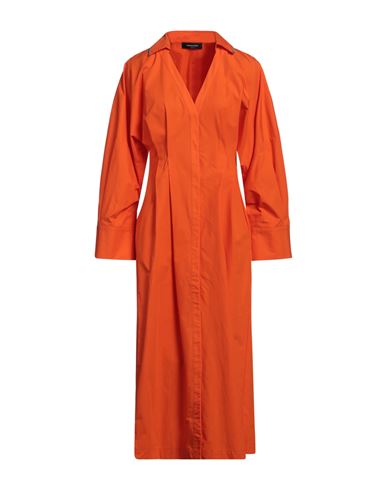 Fabiana Filippi Woman Midi Dress Orange Size 8 Cotton, Ecobrass In Orange