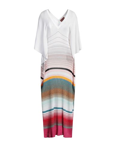 Missoni Woman Maxi Dress White Size L Viscose, Metallic Fiber In White
