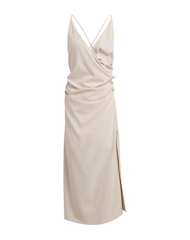 Solotre Woman Maxi Dress Beige Size 8 Polyester, Elastane In Beige