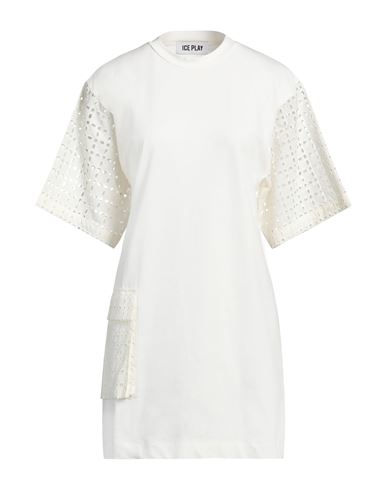 Ice Play Woman Mini Dress Off White Size L Cotton, Polyester In Off White