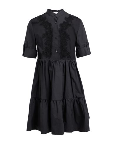 Ermanno Firenze Woman Mini Dress Black Size 8 Cotton, Polyamide, Polyester, Viscose