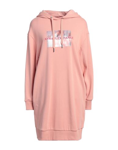 Armani Exchange Woman Mini Dress Salmon Pink Size L Cotton, Polyester, Elastomultiester, Elastane In Salmon Pink