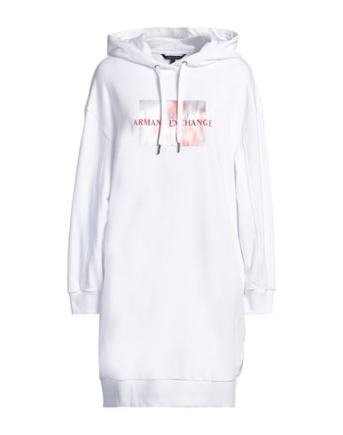 Armani Exchange Woman Mini Dress White Size L Cotton, Polyester, Elastomultiester, Elastane In White