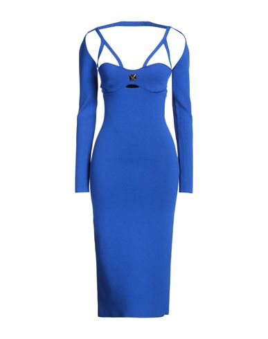 Elisabetta Franchi Woman Midi Dress Bright Blue Size 4 Viscose, Polyester, Polyamide, Elastane In Blue