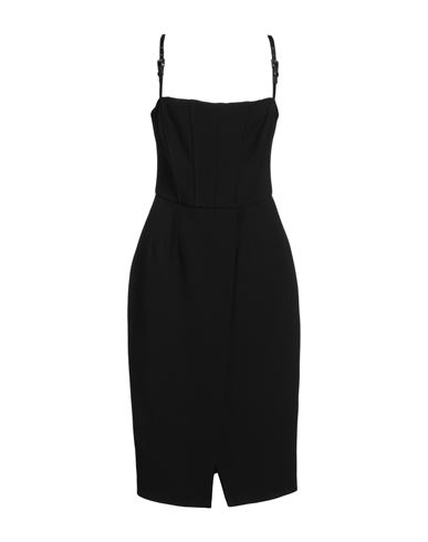 Elisabetta Franchi Woman Midi Dress Black Size 8 Wool, Viscose, Silk, Synthetic Fibers In Black