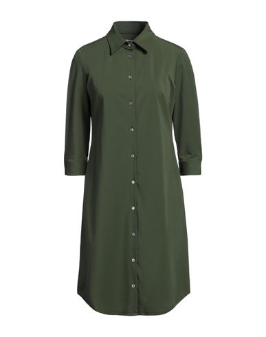Camicettasnob Woman Mini Dress Military Green Size 8 Viscose, Linen In Green