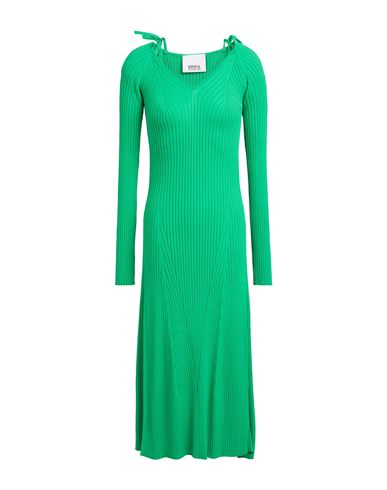 Erika Cavallini Woman Midi Dress Green Size M Vinylal, Polyamide In Green