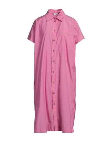 Shop Peserico Woman Midi Dress Fuchsia Size 10 Cotton, Polyester In Pink
