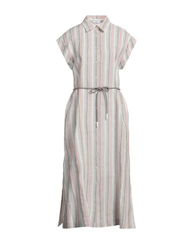 Peserico Woman Midi Dress Grey Size 8 Linen In Grey