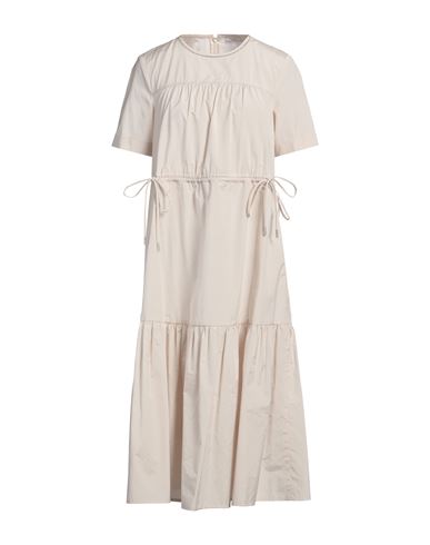 Shop Peserico Woman Midi Dress Beige Size 4 Cotton, Polyester