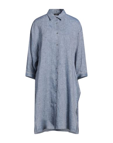 Peserico Woman Midi Dress Navy Size 6 Linen In Navy