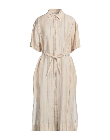 Peserico Woman Midi Dress Beige Size 10 Linen In Beige