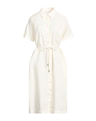 Peserico Easy Woman Midi Dress Pastel Yellow Size 6 Linen In Yellow