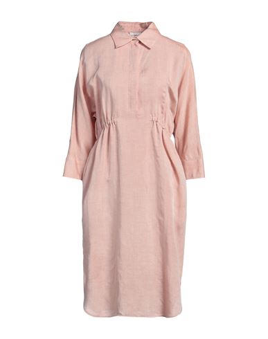 Peserico Easy Woman Midi Dress Apricot Size 6 Viscose, Linen In Orange