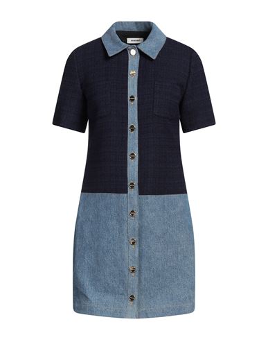 Sandro Woman Mini Dress Midnight Blue Size 8 Cotton, Viscose, Acrylic, Polyamide In Blue