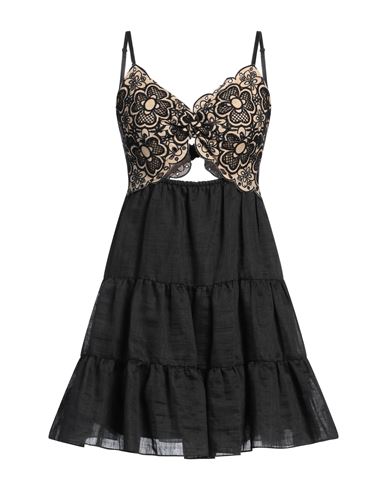 Sandro Broderie-anglaise Tiered Minidress In Black