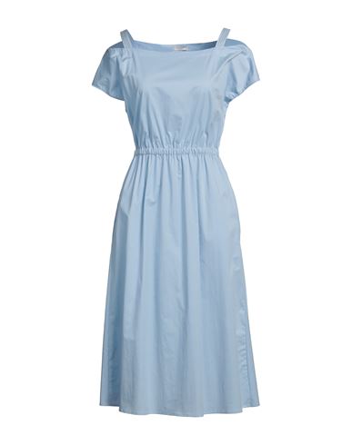 Shop Peserico Woman Midi Dress Sky Blue Size 6 Cotton, Elastane