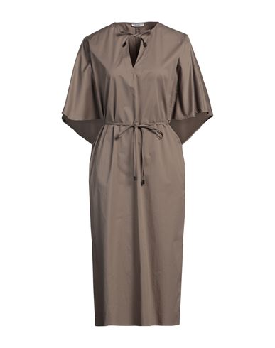 Peserico Woman Midi Dress Khaki Size 6 Cotton, Elastane In Beige
