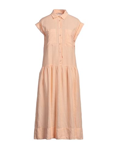 Shop Peserico Woman Midi Dress Apricot Size 6 Linen In Orange