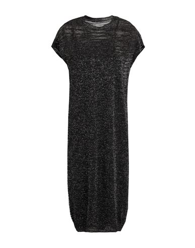 Shop Peserico Woman Midi Dress Black Size 10 Linen, Polyester, Metallic Fiber, Polyamide, Cotton