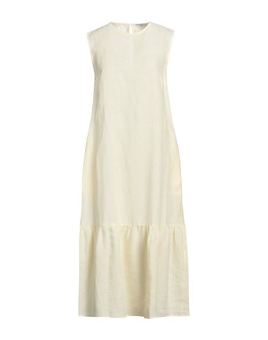 Shop Peserico Woman Midi Dress Pastel Yellow Size 6 Linen