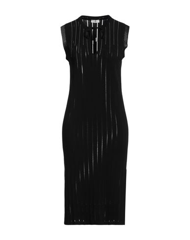 Shop Peserico Woman Midi Dress Black Size 12 Cotton
