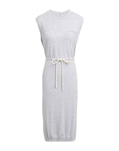 Peserico Woman Midi Dress Light Grey Size 4 Cotton In Grey