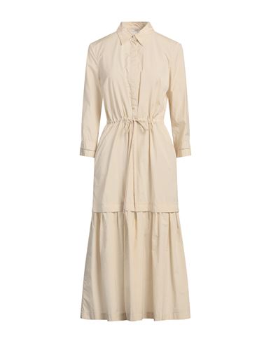 Shop Peserico Woman Midi Dress Beige Size 6 Cotton, Polyester